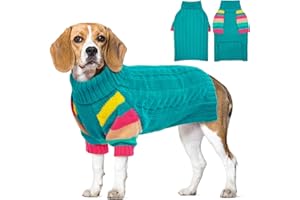 MHaustlie Pull Chien XL, Pull Chien Grande Taille, Pull Noel Chien, Pull à Col Roulé en Tricot pour Chien, Pull d'hiver Chaud pour Chien, Pull Thermique pour Chien, Pull pour Chien Beagle (XL, Vert)