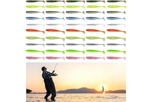 MIPIACE 50 Pieces Leurres Souples Leurre Peche Mer Leurre de Peche Carnassier Simulation Leurre Souple Brochet pour Peches en Eau Salée et en Eau Douce pour Perche Silure Bar Brochet Leurre de Peches