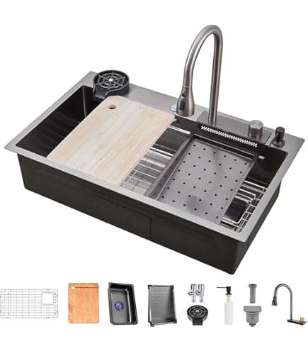 Lavello Cucina In Acciaio Inox 86x50cm - 1 Vasca, Con Rubinetto, Grigio Scuro, Nanotecnologia - Foto 2