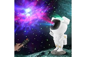 YIKANWEN Astronauten Sternenhimmel Projektor, Farblicht-LED Projektor mit Sternnebel/Galaxie Projektion als atmosphärische Raumdekoration, Heimkino-Beleuchtung oder Schlafzimmer-Stimmungslicht (Weiß)
