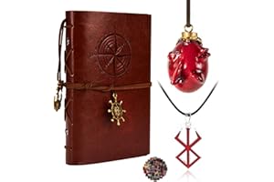 HJYZY Berserk Necklace Set Leather Journals Notebooks Cosplay Accessories Behelit with Stickers 13 Pcs