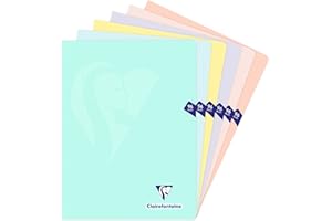 Clairefontaine 308368C Un Cahier Agrafé Mimesys PASTEL - 24x32 cm - 96 Pages Petits Carreaux avec Marge - Papier Blanc 90 g - Couverture Polypro Opaque - Couleur Aléatoire