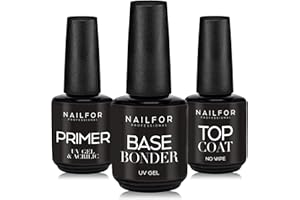 NAILFOR Trio-Primer Base Top Coat Gel Uv Filtro Antigiallo Smalto Semipermanente Ricostruzione Unghie Gel 3x15ml Made In Usa