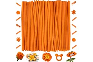 OUYIWEIMAOYI 200 Pcs Bastoncini in ciniglia, Scovolini colorati，Steli di ciniglia decorativi,Decorativi in ciniglia Per Artigianato fai da te, Decorazioni, Natale,Creativi lavoretti (Orange)
