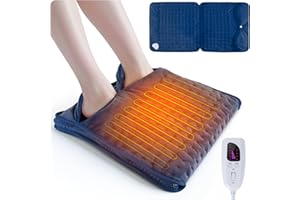 Ninonly 40x80 Chauffe-Pieds Electrique Design de Fermeture avec 6 Niveaux de Température 4 Minuteri Arrêt Automatique Chauffage des Pieds Électrique Lavable en Machine pour Femmes Hommes