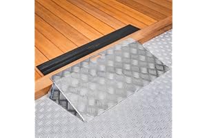 ‎DATONA Datona Türschwellenrampe Kurz - Aluminium Rampe für Rollstuhl & Rollator - Höhe 9–12 cm - 73 cm Fahrbreite - 300 kg Tragfähigkeit - Silber