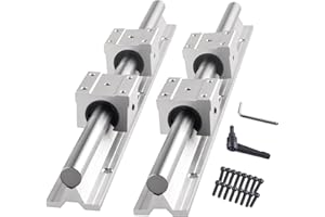 CNCMANS Kit de guidage linéaire et de blocs de roulement, 2 pièces SBR25-1200 mm, rails linéaires coulissants et 4 blocs de roulement linéaire SBR25UU + levier de serrage Grif M6 x 12 mm