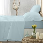Burrito Blanco Catering Sheets | 150 x 190/200 Cotton Sheets | Easy Iron Sheet Set | Blue Bedding | Available in More Sizes a