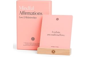 Intelligent Change 52 Mindful Affirmation Cards for Love and Relationships, codzienne słowa inspiracji, samoopieka, pozytywne kartki afirmacyjne dla kobiet ze stojakiem, prezenty dla kobiet, prezenty