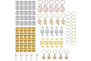 Kungfu Mall 100 Pieces Hair Jewelry Aluminum Dreadlocks Braid Rings Adjustable Metal Cuffs Beads Braiding Hair Decorations