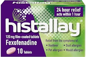 Histallay Hayfever & Allergy Relief Tablets, 10 Tablets, 120mg Fexofenadine, Antihistamine 24hr Relief, Acts Within 1hr, Relieves Hayfever, Pet, Dust and Mould Allergies