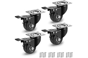 Nirox 4er Set Möbelrollen 50 mm in Schwarz - Schwerlastrollen mit Bremse bis 50 kg pro Rad - Lenkrollen für den Innenbereich - Transportrollen für viele Bodenarten - Räder für Palettenmöbel