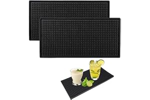 Jastown Alfombrilla Cafetera 15 x 30cm, Alfombrilla Escurreplatos，Posavasos Silicona Antideslizante, Accesorios para Camarero, Alfombrilla Multifuncional para Cocina, Bar, Oficina (Negro,2PCS)