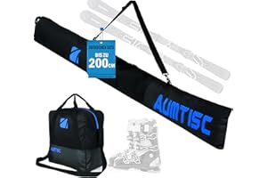AUMTISC Sac De Ski Et Sac De Bateau CombinéS Et RembourréS pour 1 Paire De Chaussures De Ski Sac De Ski avec Longueur RéGlable Jusqu'à 200 Cm