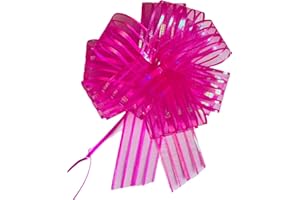 WITTY CUTIES Gift Bows Hot Pink Organza Pull Bows Large Gift Wrapping Pulled Bow Ribbons Gift Bows for Present Wedding Car Party Hampers Gift Baskets Bouquet Craft Bows Pack of 5