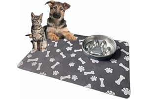 KOOLYOUTH Futtermatte Hund Katzen rutschfest, super saugfähige 60x40 cm Unterlage Futternapf Hund, schnelltrocknende Hundenapf Matte, leicht zu reinigen Futternapf Unterlage Katze