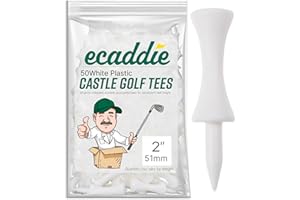 ECADDIE Plastic Castle Graduated Golf Tees (Pack of 50) - Various Sizes & Colours