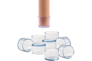 IPEA Casquettes en Silicone pour Chaises et Meubles - 16 Pièces - Pieds Patins Ronds pour Jambes en Bois, Plastique ou Fer de Chaises et Tables - Anti-Rayures et Antibruit - 30 mm - Transparent