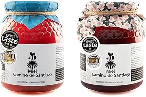 MIEL CAMINO DE SANTIAGO Miel cruda 1kg Bosque y 1 kg Castaño. Pura de abeja, 100% españa, artesana y gourmet. Lote de 2. Cosecha Julio 2024. Trazabilidad absoluta.