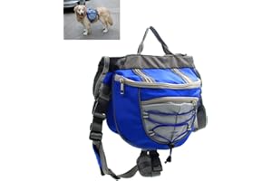 Xiaoyu Mochila para Perro, portabolsas Ajustable, portabolsas de Silla de Montar, para el Camping de Excursionismo de Viaje, Azul, S