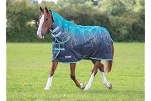 HORSE MASTER Lightweight Turnout Rug 200g- Ombre Lightning Design Full Neck - Equestrian Waterproof Breathable Combo Sheet