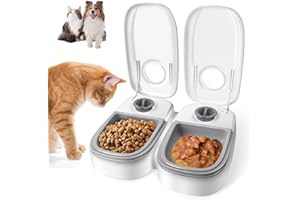 TGKYK 2PCS Cat & Small Dog Automatic Feeder with 48H Timer, 700ML Automatic Pet Feeder, Food Timer Dispenser for Dry & Wet Food