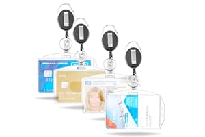 ‎TK GRUPPE TIMO KLINGLER 3x uchwyt na dowód osobisty z wysuwanym/wyciąganym breloczkiem do kluczy – etui na dowód osobisty – uchwyt na karty/karty dostępu z klipsem z twardego plastiku – uchwyt na odznakę