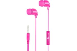 Music Sound | ÉCOUTEURS Fullcolor Intra-Auriculaires | Écouteurs Intra-Auriculaires Stéréo avec Fil et Microphone Intégré - Connecteur Jack 3.5 mm - Câble Anti-enchevêtrement de 1,2 m - Couleur Rose