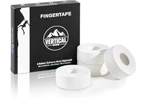 VERTICAL FELLOWS® 4 Rollen Klettertape 2,4cm breit mit PDF Tapeanleitung - DERMATEST sehr gut - ideales Fingertape und Sporttape für Klettern Bouldern Volleyball Handball