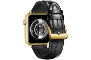 BINLUN Skórzany pasek kompatybilny z Apple Watch 49mm 46mm 45mm 44mm 42mm 41mm 40mm 38mm Skóry Aligatora i Silikonu Hybrydowy Zastępczy Pasek kompatybilny z iWatch Ultra SE Series 10 9 8 7 6 5 4 3 2 1
