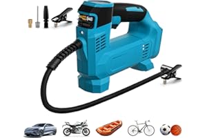 ZEYXINH Compressore Aria Portatile Compatibile con Batteria Makita 18V, 150 PSI Compressori a Batteria con Autostop,LED,kit Valvola per Auto,Biciclette e Palloni(Batteria Non Inclusa)