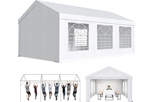 JUMMICO Pavillon Partyzelt 4x6 Wasserdicht Stabil Gartenzelt UV Schutz 50+ Zelt 170g PE Plane Festzelt Bierzelt Gartenpavillon für Garten, Party, Festival, Hochzeit, weiß