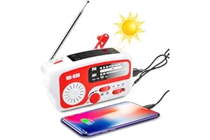 Olycism Radio Portables Dynamo d’Urgence Recharge Solaire Manivelle Batterie Rechargeable 1200 mAh Banque d'énergie Alarme SOS Tire-Bouchon pour l'extérieur Camping ou Survie Randonnée