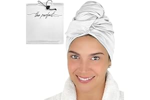 Asciugamano in microfibra per capelli da donna – Turbante ad asciugatura rapida assorbente per capelli bagnati, ricci e lunghi per donne, ragazze e bambini, anti crespo, The Perfect Haircare, bianco