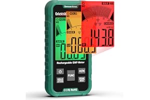 ERICKHILL EMF Messgerät, 3-in-1 Tragbares Elektrosmog Messgerät & Geisterjagd Equipment für RF, EF, MF & WLAN, Strahlungsmesser mit 3-Farben Alarm, Wiederaufladbarer Akku für Zuhause, Büro & Outdoor