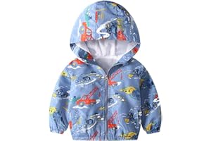 JinBei Manteau Capuche Vest Garçon Bébé Enfant Sweat-Shirt Blouson Motif Animal Zipper Poche Veste Pull-Over Longue Manche Manteaux Mignon Outwear Printemps Automne Coupe-Vent 1-7 Ans