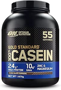 Optimum Nutrition ON 100% Gold Standard Casein Protein, Eiweißpulver Reich an Essentiellen Aminosäuren Komplex, BCAA, Chocolate Supreme, 55 Portionen, 1,82kg, Verpackung kann variieren