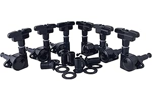 Guyker Kołki do strojenia gitary (3L + 3R ręczne) - 1:21 uszczelnione tunery rotomatyczne w stylu art deco głowice maszynowe z wymienną głowicą w stylu imperialnym - czarne