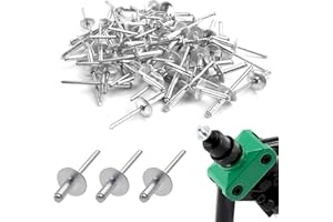 SOGHO 50 rivetti ciechi in alluminio, 4,8 mm x 12 mm, rivetti ciechi, rivetti ciechi da 5 mm, rivetti ciechi, rivetti ciechi in alluminio, grandi rivetti a flangia, per metallo, legno, plastica