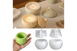 JIAHUADE 4 Piezas Moldes Velas de Silicona 3D para Navidad,molde de silicona para Candelabro,Portavelas de Silicona con Copo de Nieve,caja de caramelos, moldes de resina epoxi,para Portavelas con Tapas