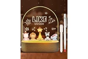 JOKSNK Lampara Personalizada, LED Nocturna Infantil, Lamparas de Mesita de Noche, Animales Hoja Luz Regalo Bebe Niños