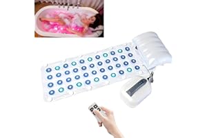 SHUMIAO Bubble Bath Spa Maschine,Luftsprudelbad Sprudelmatte, Aufblasbare Badematte,Muskelentlastung, 6 Intensitätsstufen,6-farbige LED-Leuchten,passt auf Jede Badewanne,Fernbedienung inklusive
