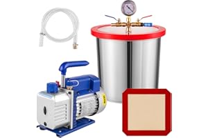 VEVOR Bomba de Vacío 3 CFM 1/4 HP Cubo 12 L Carcasa de Aleación de Aluminio Bomba de Vacío de Aire Acondicionado 1720 RPM 220V Bomba de Vacío para Desgasificar Siliconas, Aceites Esenciales, Uretanos