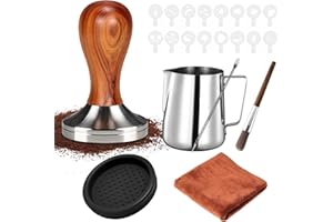 YUTUY Prensador de Café 51mm,Espresso tamper,Alfombrilla de Silicona, Jarra de Leche (350 ml),aguja de café,Pisón clásico para prensar café Espresso
