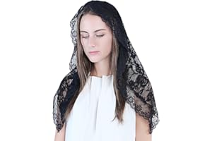 TREORSI Voile d'église en dentelle Mantilla voile de chapelle couvrant la tête de la messe latine