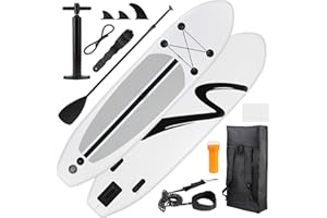 TLSUNNY Inflatable Stand Up Paddle Board, 3 Fins Paddleboard with Full SUP Accessories for All Skill Levels, Portable Two-Way Hand Pump and Carry Bag, for Yoga Touring Fishing