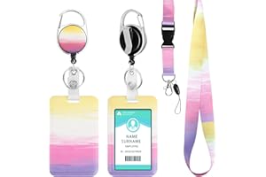 DUOUPA Ausweishülle mit Band, Ausziehbarer Schlüsselanhänger Badge Holder, Schlüsselband mit Karabiner für Frauen, Lehrer, Krankenschwester, Doktor, Student（Streifen）