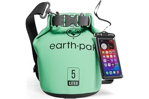 ‎EARTH PAK Earth Pak – Wasserdichter Packsack mit Schultergurt und wasserfester Handyhülle – Ideale Rolltop Tasche beim Kajak Fahren, Wandern, Camping, Angeln, Bootfahren und Rafting
