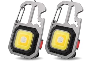 T-SUN Mini Luce da Lavoro Portatile 800 Lumens 7 Modalità Portachiavi Torcia Impermeabile Ispezione Ricaricabili, con Apribottiglie, Base Magnetica, per Campeggio/Riparazione/Emergenza(2 PCS)