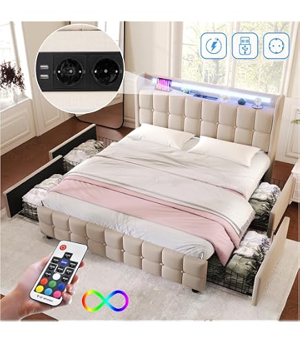Lit Capitonné Velours 180x200 Cm Avec Tête De Lit Et Sommier à Lattes - Pieds Cylindriques - Sans Matelas - Beige